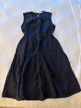 Everlane Black Sleeveless Tiered Linen Midi Dress